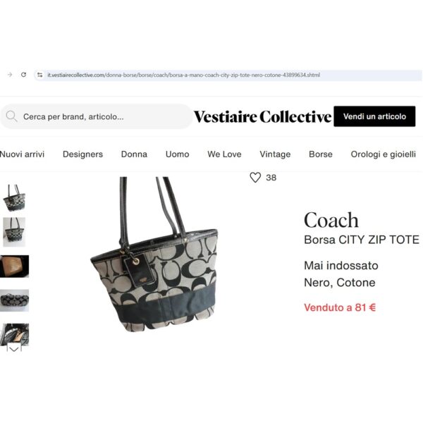 4305-Túi xách tay/đeo vai-COACH canvas white tote bag-Khá mới17