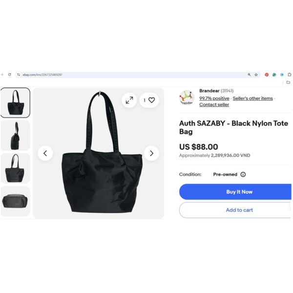 4178-Túi xách tay/đeo vai nam/nữ-SAZABY cloth and leather shoulder bag-Khá mới18