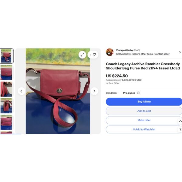 4131-Túi đeo chéo-COACH Rambler Legacy crossbody bag-Gần như mới10