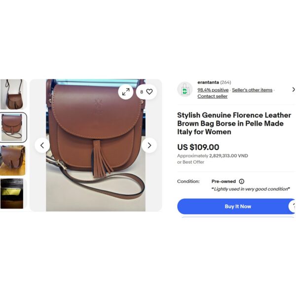 4205-Túi đeo chéo-FLORENCE BORSE IN PELLE Italy crossbody bag-Như mới9