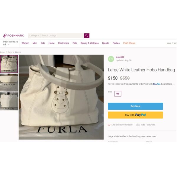 4144-Túi xách tay/đeo vai-FURLA white leather tote/shoulder bag-Gần như mới19