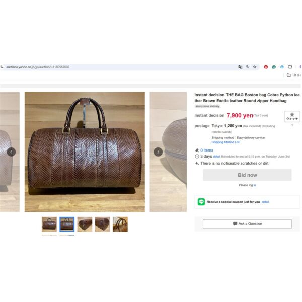4273-Túi xách tay da rắn-Snake skin boston bag-Khá mới9