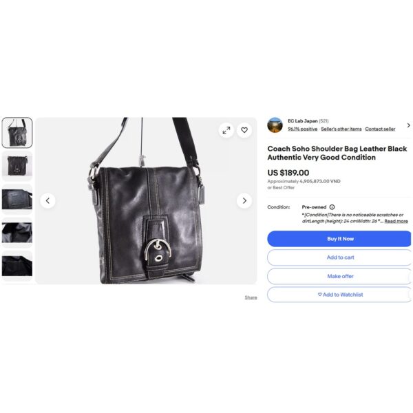4322-Túi đeo chéo-COACH Soho Hip Flap black leather messenger bag-Gần như mới11