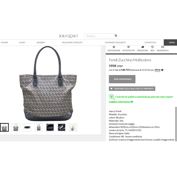 4090-Túi xách tay/đeo vai-FENDI Zucchino Navy canvas tote bag-Khá mới21
