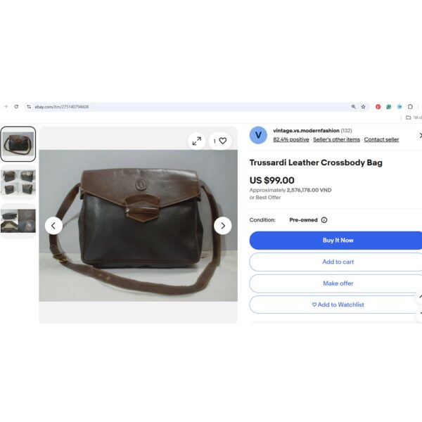 4191-Túi đeo chéo-TRUSSARDI Italy crossbody bag-Gần như mới10