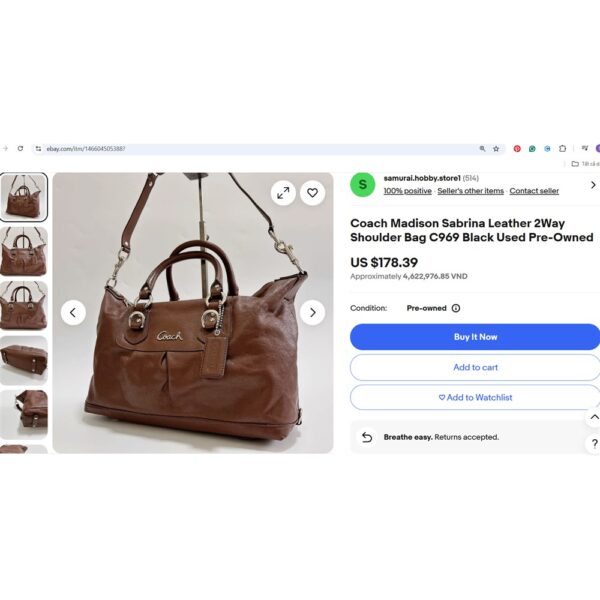 4314-Túi xách tay/đeo vai-COACH Ashley gray leather satchel bag-Đã sử dụng/Khá mới12