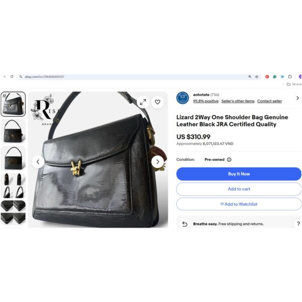 4255-Túi đeo chéo da thằn lằn-JRA Lizard skin crossbody bag-Như mới20
