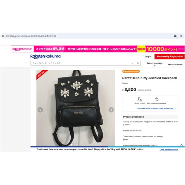 4352-Ba lô nữ-HELLO KITTY synthetic leather backpack-Như mới10