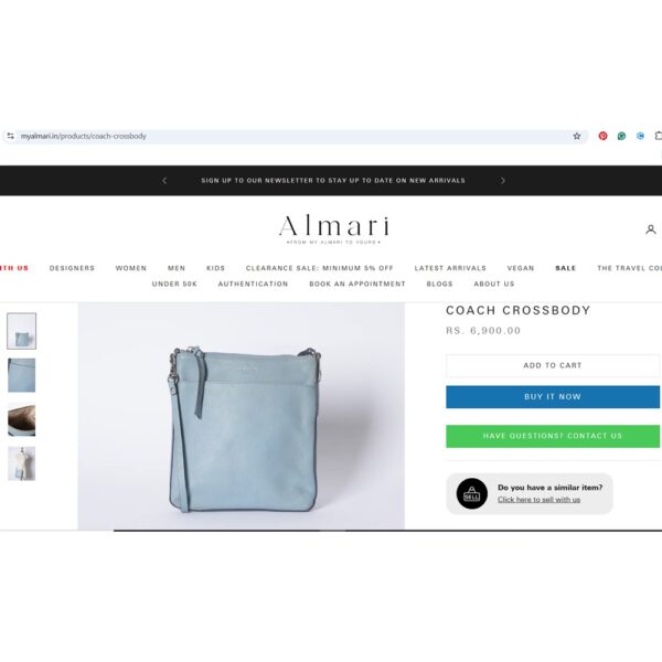 4136-Túi đeo chéo nhỏ-COACH small crossbody light blue leather bag-Gần như mới9
