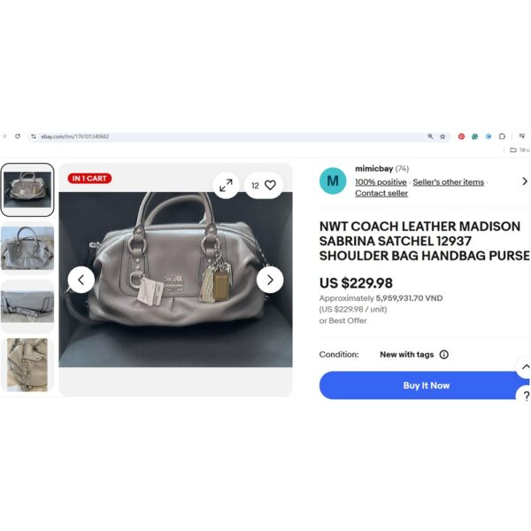 4314-Túi xách tay/đeo vai-COACH Ashley gray leather satchel bag-Đã sử dụng/Khá mới13