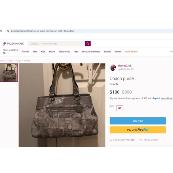 4329-Túi xách tay-COACH Gray Fabric Trim In Patent Leather tote bag-Khá mới12
