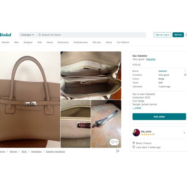 4106-Túi xách tay-SABATIER France birkin style bag-Đã sử dụng/Khá mới11