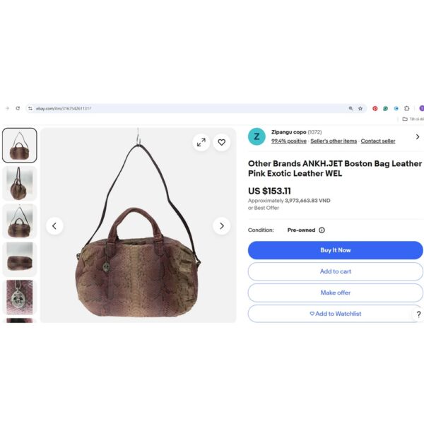 4286-Túi xách tay/đeo vai da trăn-WEL MARK python skin satchel bag-Khá mới12