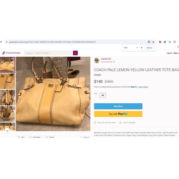 4328-Túi xách tay/đeo vai-COACH Colette Pebbled Leather large tote bag-Đã sử dụng/Khá sạch11