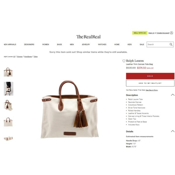 4137-Túi xách tay-RALPH LAUREN cloth tassel handbag-Gần như mới20