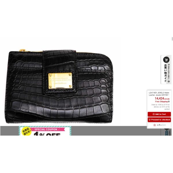 5015-Ví chữ nhật nữ/nam-LEATHER JEWELS Bifold black leather wallet-Gần như mới15