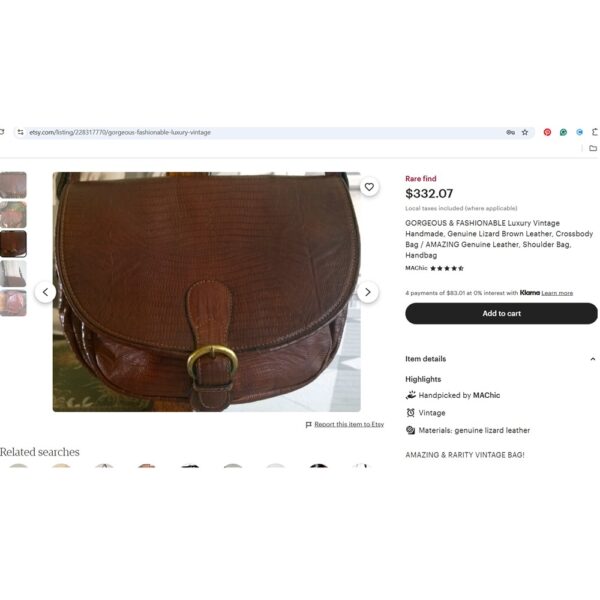 4255-Túi đeo chéo da thằn lằn-JRA Lizard skin crossbody bag-Như mới19