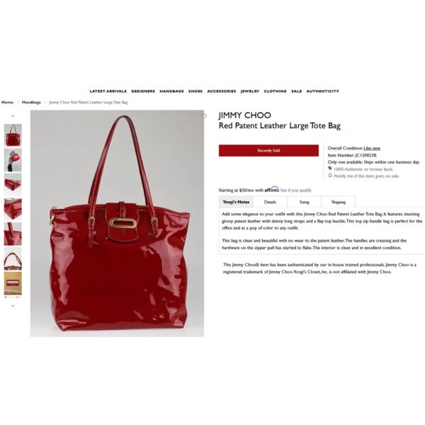 4124-Túi xách tay/đeo vai-JIMMY CHOO patent leather tote bag-Đã sử dụng/khá mới14