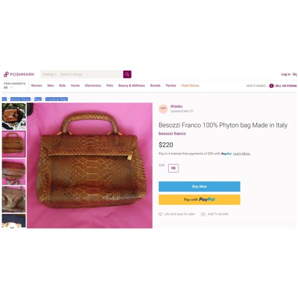 4257-Túi đeo vai da trăn-BESOZZI FRANCO Python skin shoulder bag-Khá mới18