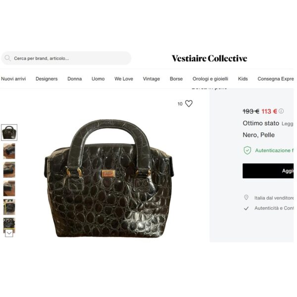 4197-Túi xách tay-GIANFRANCO FERRE Calfskin crocodile embossed handbag-Đã sử dụng/Khá mới26