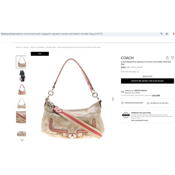 4320-Túi đeo vai/đeo chéo-COACH cloth hobo/crossbody bag-Đã sử dụng/Khá mới17