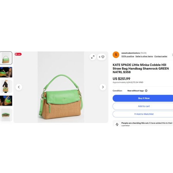 4231-Túi xách tay/đeo chéo-KATE SPADE Little Minka Cobble Hill Straw satchel bag-Khá mới20