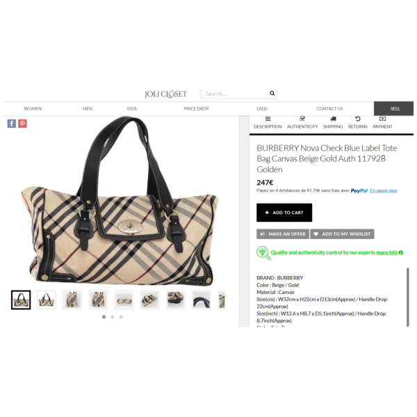 4157-Túi xách tay-BURBERRY Blue Label tote bag-Gần như mới26