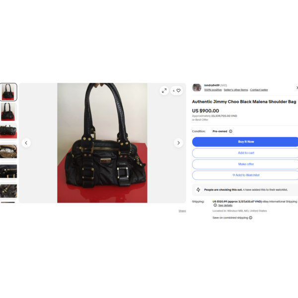 4150-Túi xách tay-JIMMY CHOO Malena tote bag-Đã sử dụng/Khá mới10