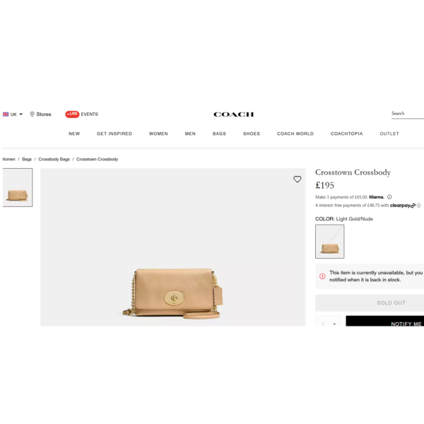 4233-Túi đeo chéo-COACH Crosstown Metallic Pebbled Gold Leather crossbody bag-Như mới15