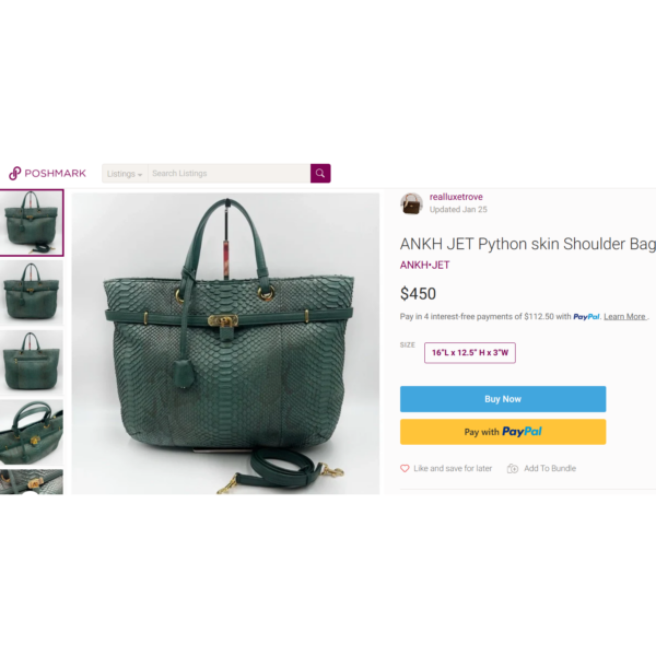 4247-Túi đeo vai da trăn-ANKH JET python skin shoulder bag-Khá mới4