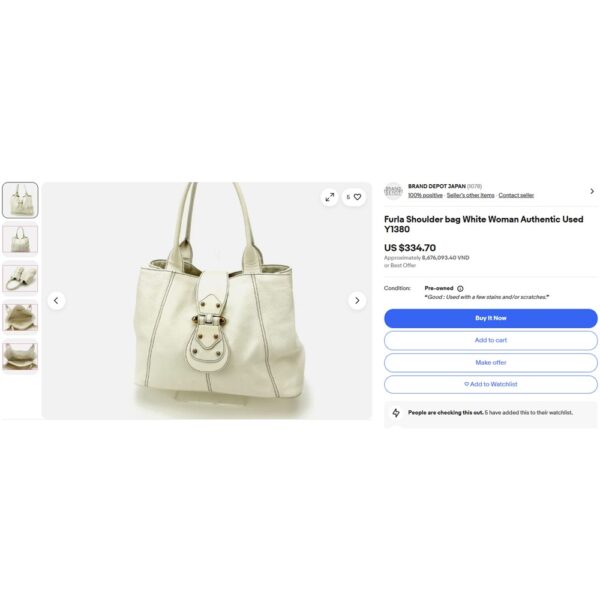 4144-Túi xách tay/đeo vai-FURLA white leather tote/shoulder bag-Gần như mới18