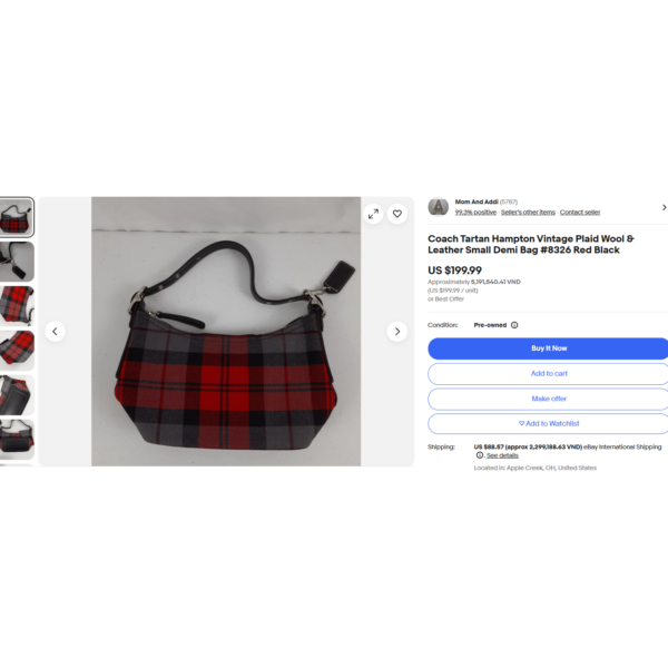 4315-Túi xách tay/đeo vai-COACH wool hobo bag-Gần như mới9