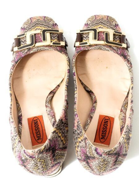 3839-Giầy nữ (used)-Size 36-MISSONI Italy cloth square toe shoes2