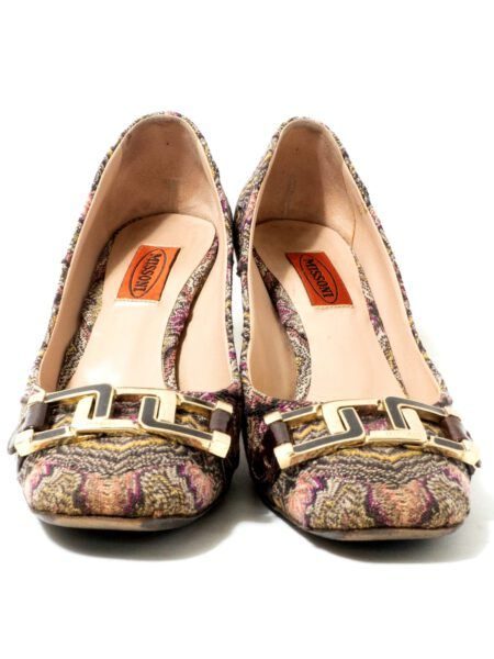 3839-Giầy nữ (used)-Size 36-MISSONI Italy cloth square toe shoes5