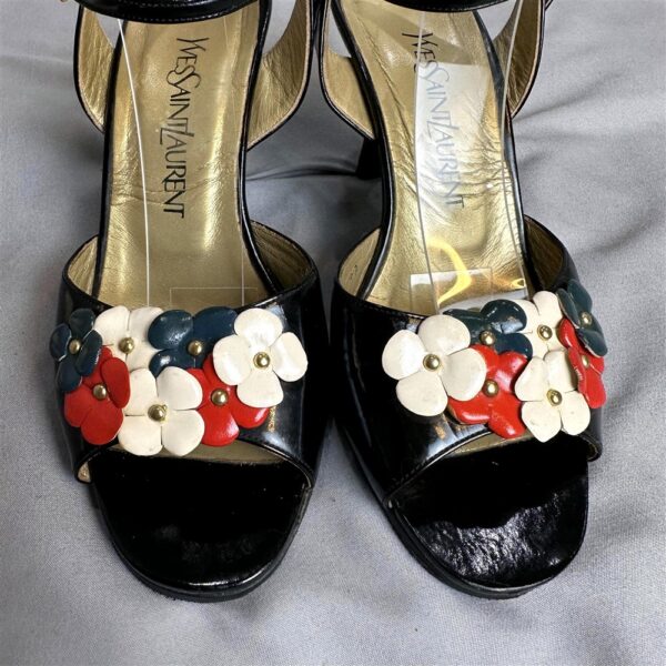 3873-Size 37-YVES SAINT LAURENT flowers sandals-Giầy cao gót-Đã sử dụng3