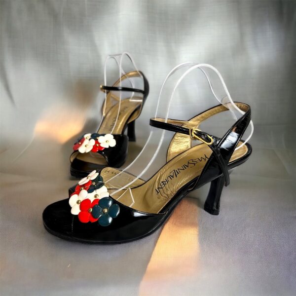 3873-Size 37-YVES SAINT LAURENT flowers sandals-Giầy cao gót-Đã sử dụng0