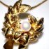 0837-Dây chuyền nữ/Ghim cài áo-Gold plated silver 925 & pearl Laurel Wreath necklace-Như mới3