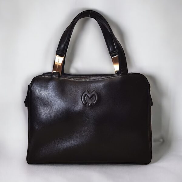 4498-Túi xách tay-MILA SCHON black leather handbag-Khá mới0