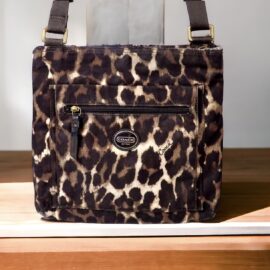 4475-Túi đeo chéo-COACH cloth Leopard pattern crossbody bag