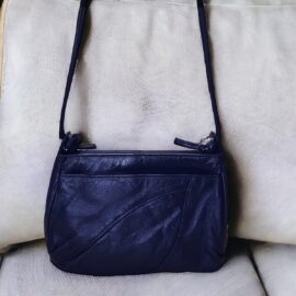 4480-Túi đeo chéo-Dark blue leather crossbody bag