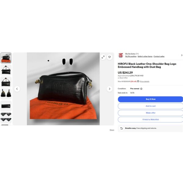4438-Túi xách tay-HIROFU Italy hand bag-Gần như mới15