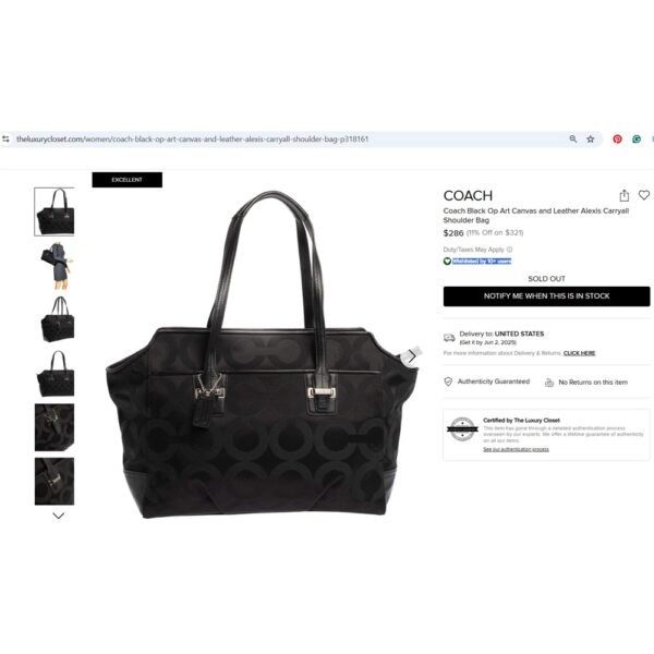 4390-Túi xách tay/đeo vai-COACH Carryall Alexis cloth tote bag-Đã sử dụng/Khá mới9