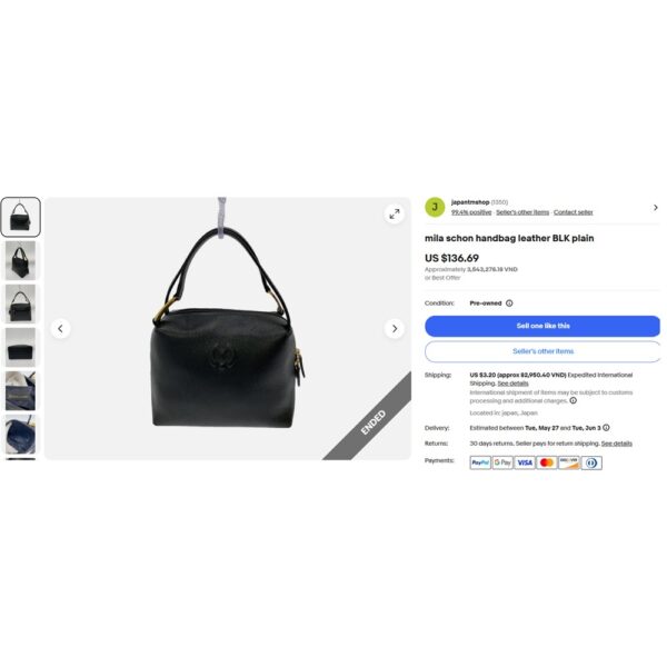 4498-Túi xách tay-MILA SCHON black leather handbag-Gần như mới10