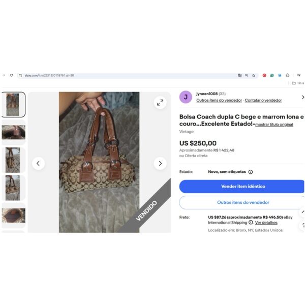 4417-Túi xách tay/đeo vai-COACH signature cloth shoulder bag-Đã sử dụng/Khá sạch9