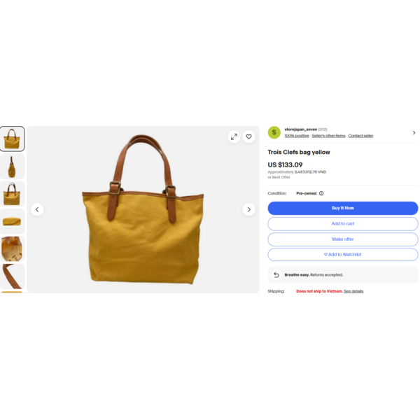 4441-Túi xách tay-TROIS CLEFS cloth tote bag-Như mới11