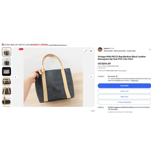 6519-Túi xách tay-NINA RICCI PVC tote bag-Ít sử dụng/Gần như mới14