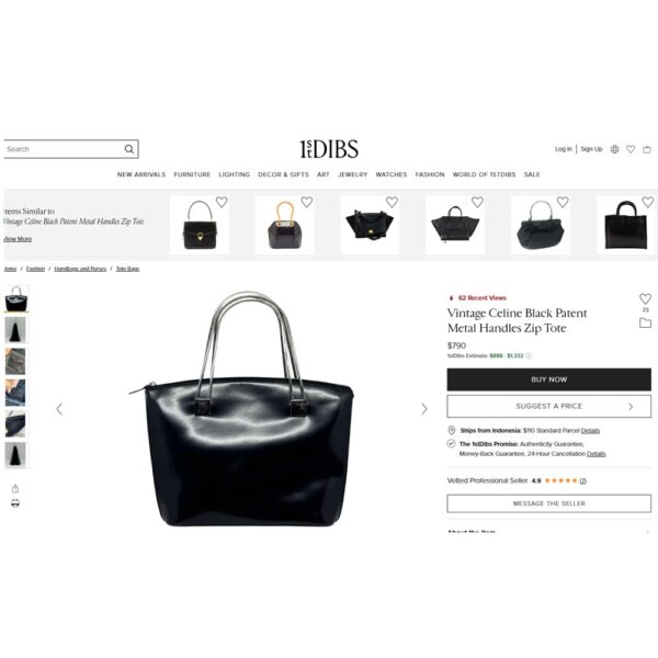 6521-Túi xách tay-CELINE patent leather tote bag-Đã sử dụng/Khá mới2