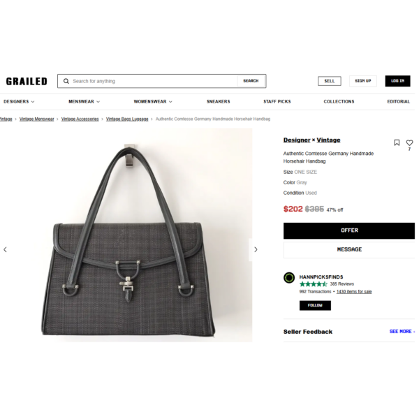 6509-Túi xách tay-COMTESSE Germany horsehair handbag-Khá mới17