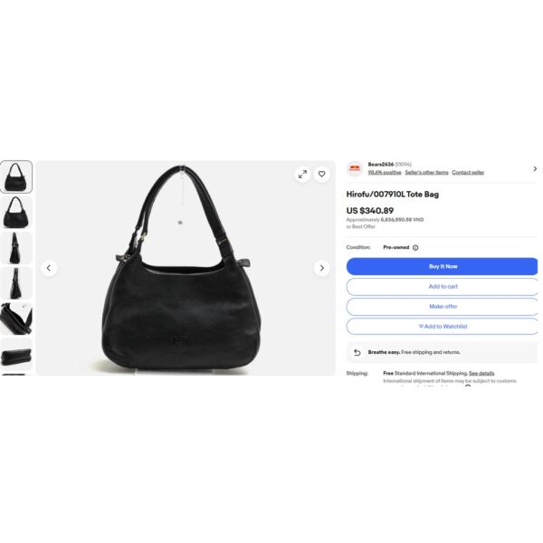 6526-Túi đeo vai/xách tay-HIROFU large hobo bag-Khá mới20