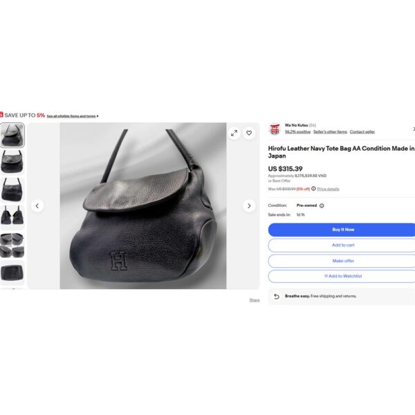 6526-Túi đeo vai/xách tay-HIROFU large hobo bag-Khá mới23
